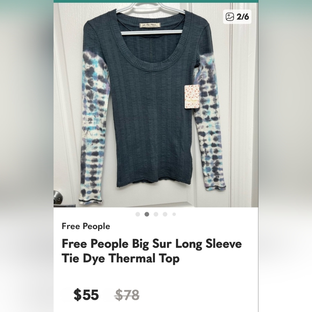 We The Free Blue Tie-Dye Long Sleeve Top - Picture 10 of 16